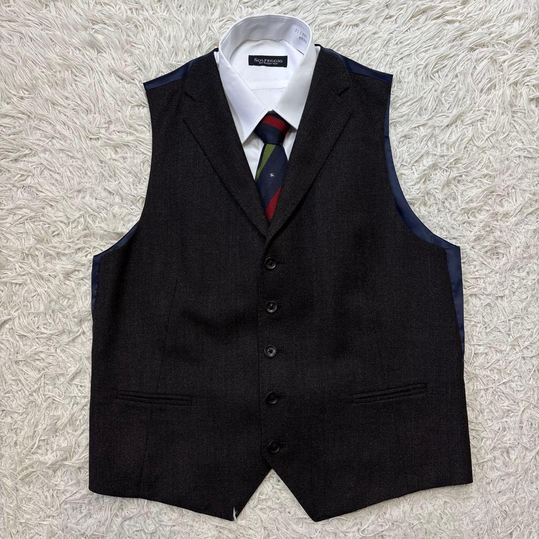 未使用級☆【アレキサンダージュリアン】フィンテス生地　3ピース　濃茶　AB4 M