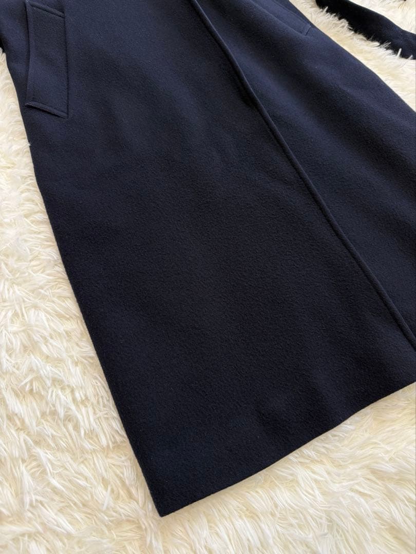 スティーブンアラン チェスターコート ウール ウエストベルト ネイビー M