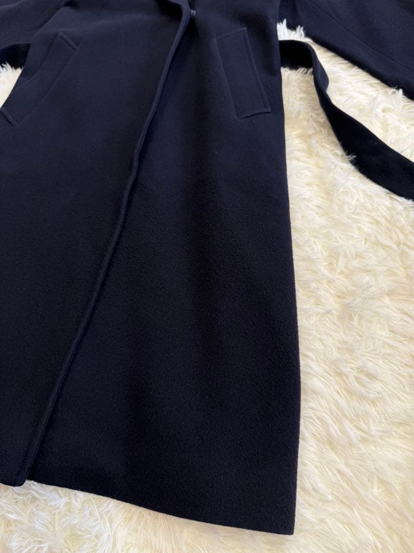 スティーブンアラン チェスターコート ウール ウエストベルト ネイビー M