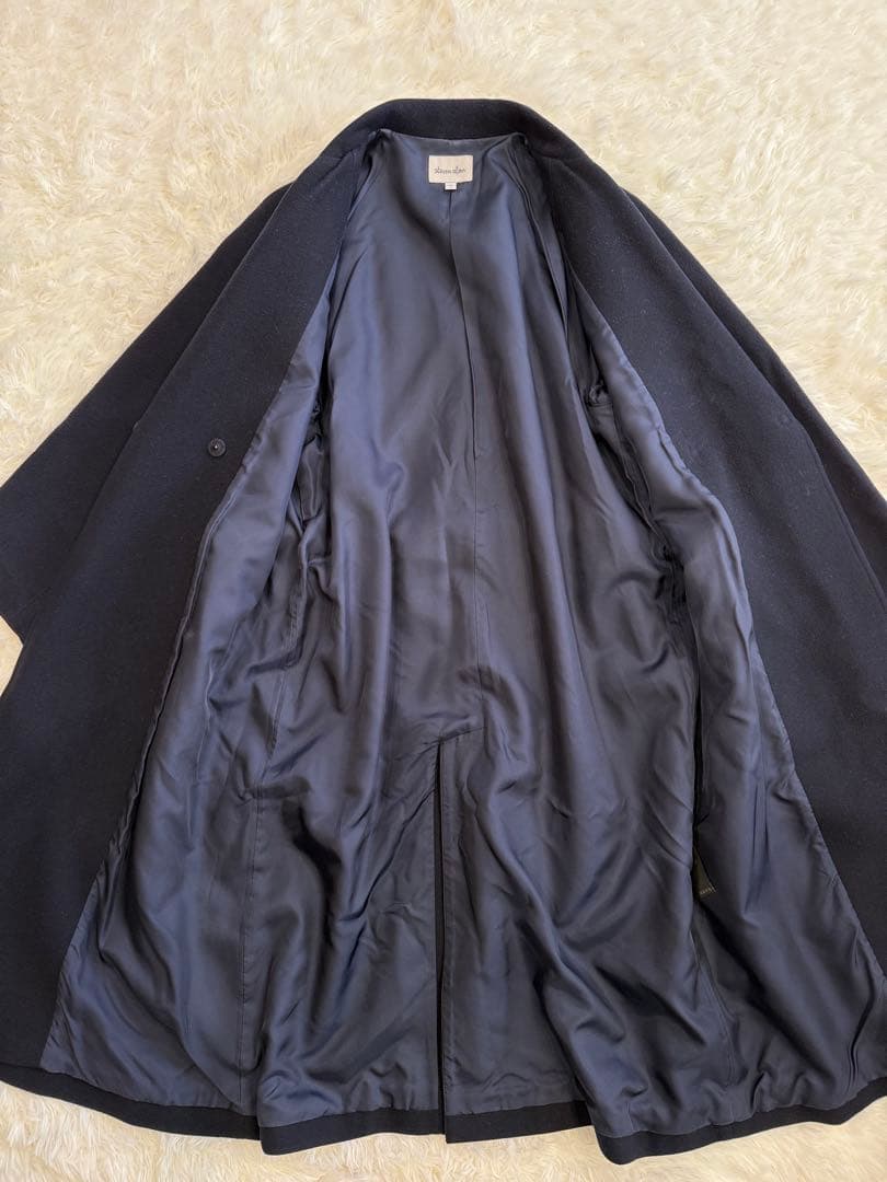 スティーブンアラン チェスターコート ウール ウエストベルト ネイビー M