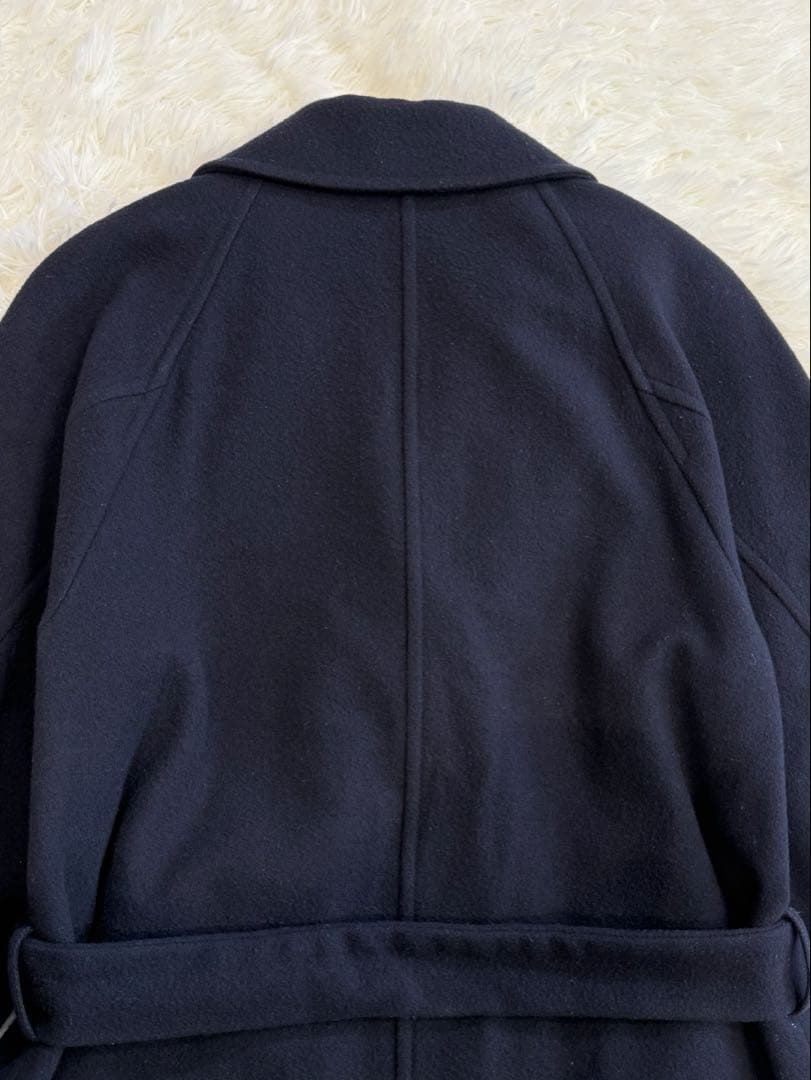 スティーブンアラン チェスターコート ウール ウエストベルト ネイビー M