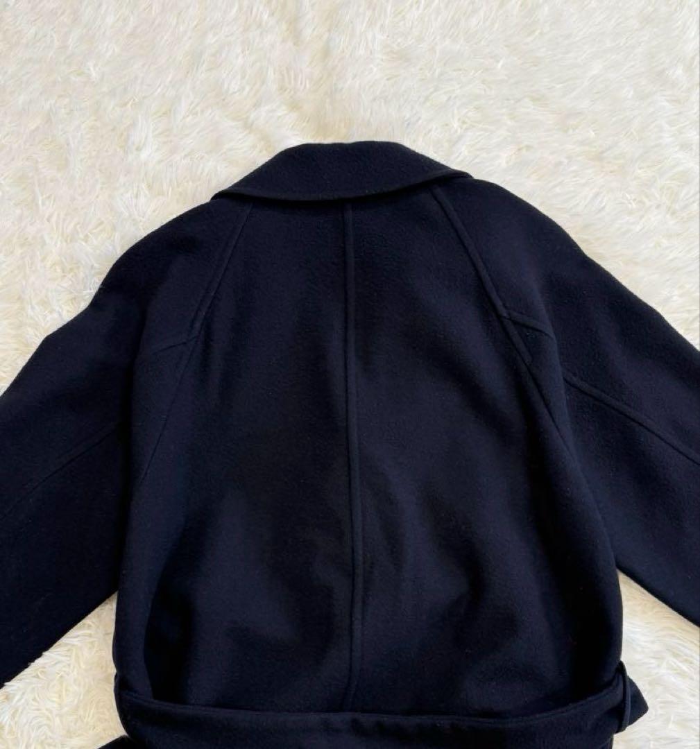 スティーブンアラン チェスターコート ウール ウエストベルト ネイビー M