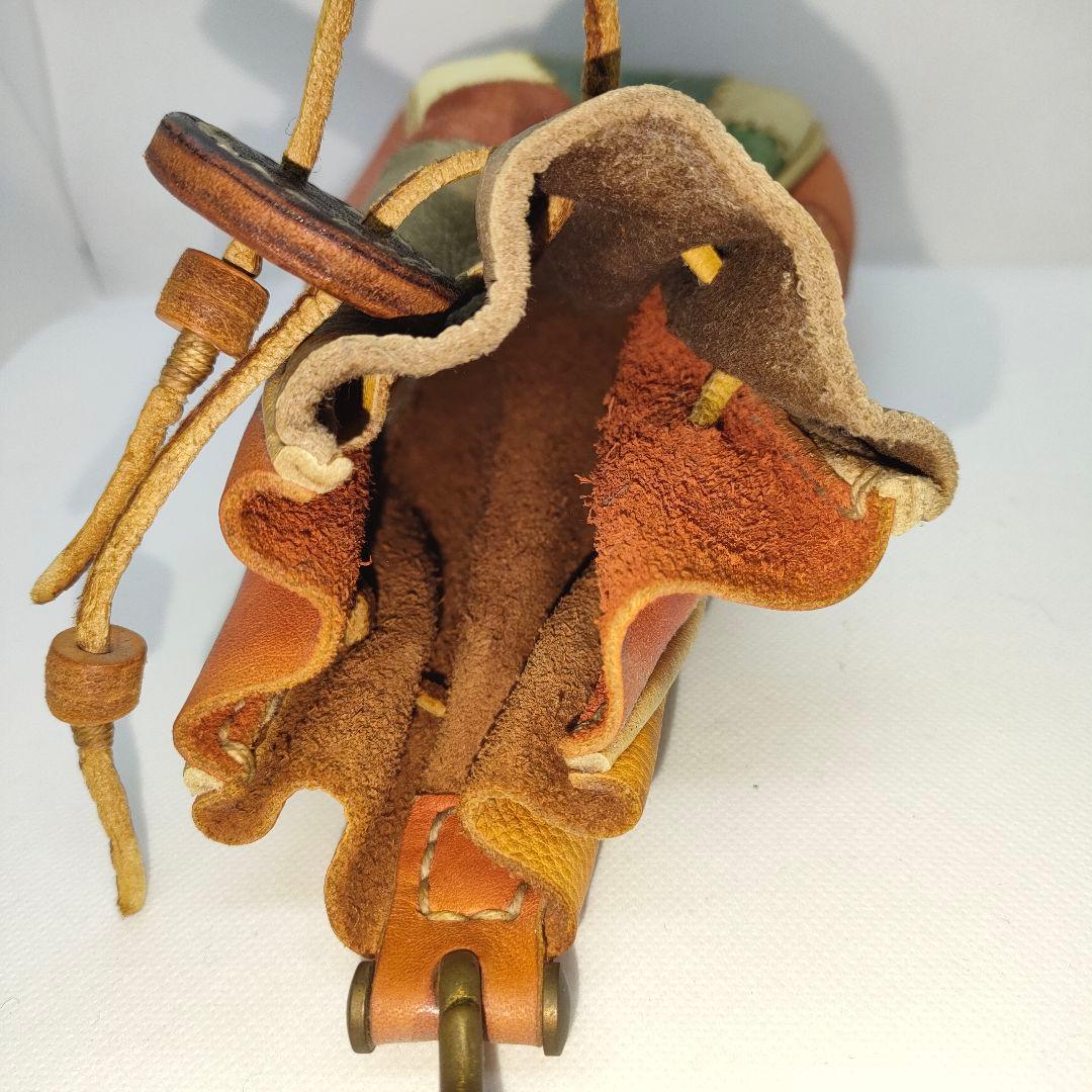 【一点もの！オーダーメイド品】本革 レザー パッチワーク 小物入れ マルチカラー