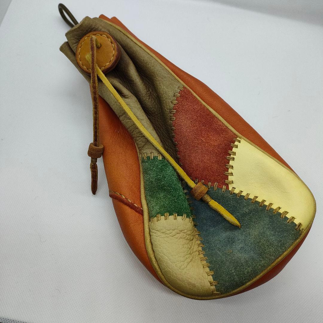 【一点もの！オーダーメイド品】本革 レザー パッチワーク 小物入れ マルチカラー