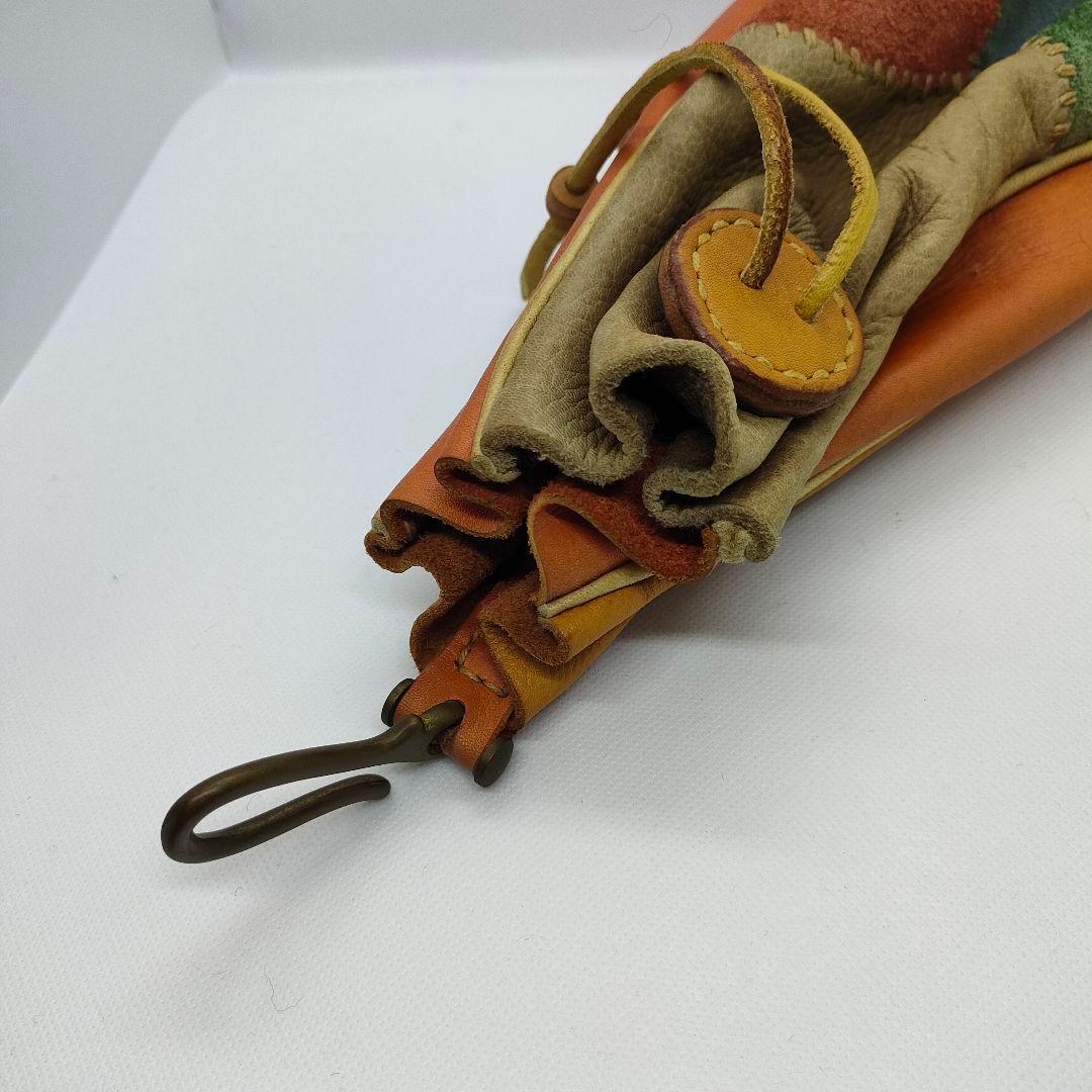 【一点もの！オーダーメイド品】本革 レザー パッチワーク 小物入れ マルチカラー