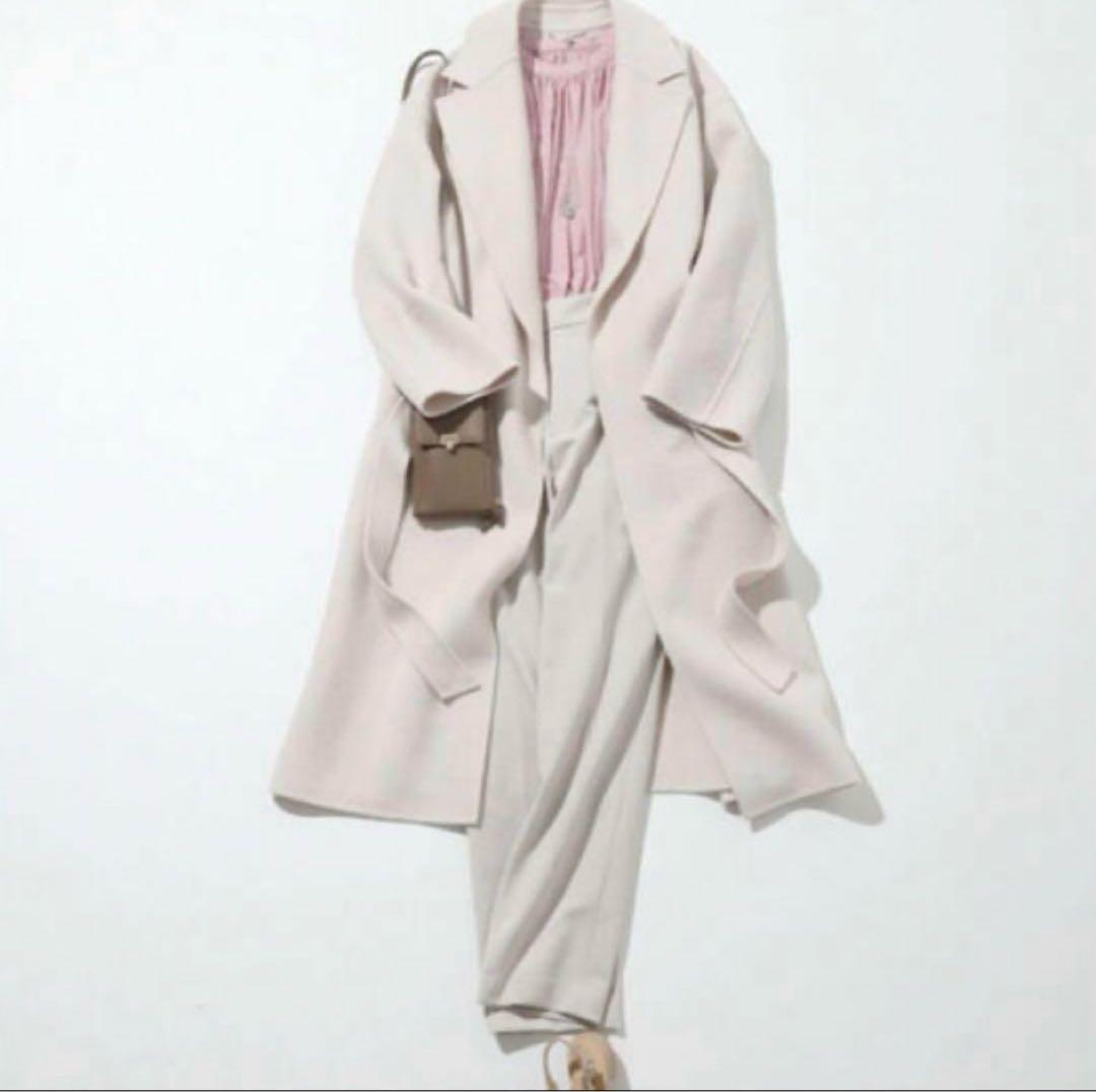 【新品】23区 マンテコ社　春　ロングコート ウエストベルト　アイボリー 36