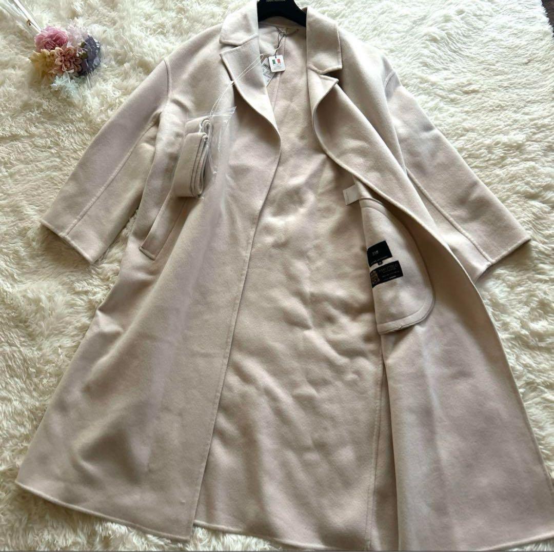 【新品】23区 マンテコ社　春　ロングコート ウエストベルト　アイボリー 36