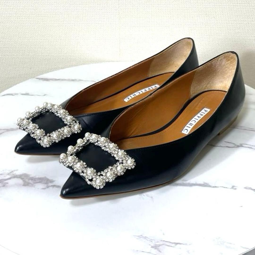 PIPPICHIC 37.5 ANNA V JEWERLYフラットシューズ　黒