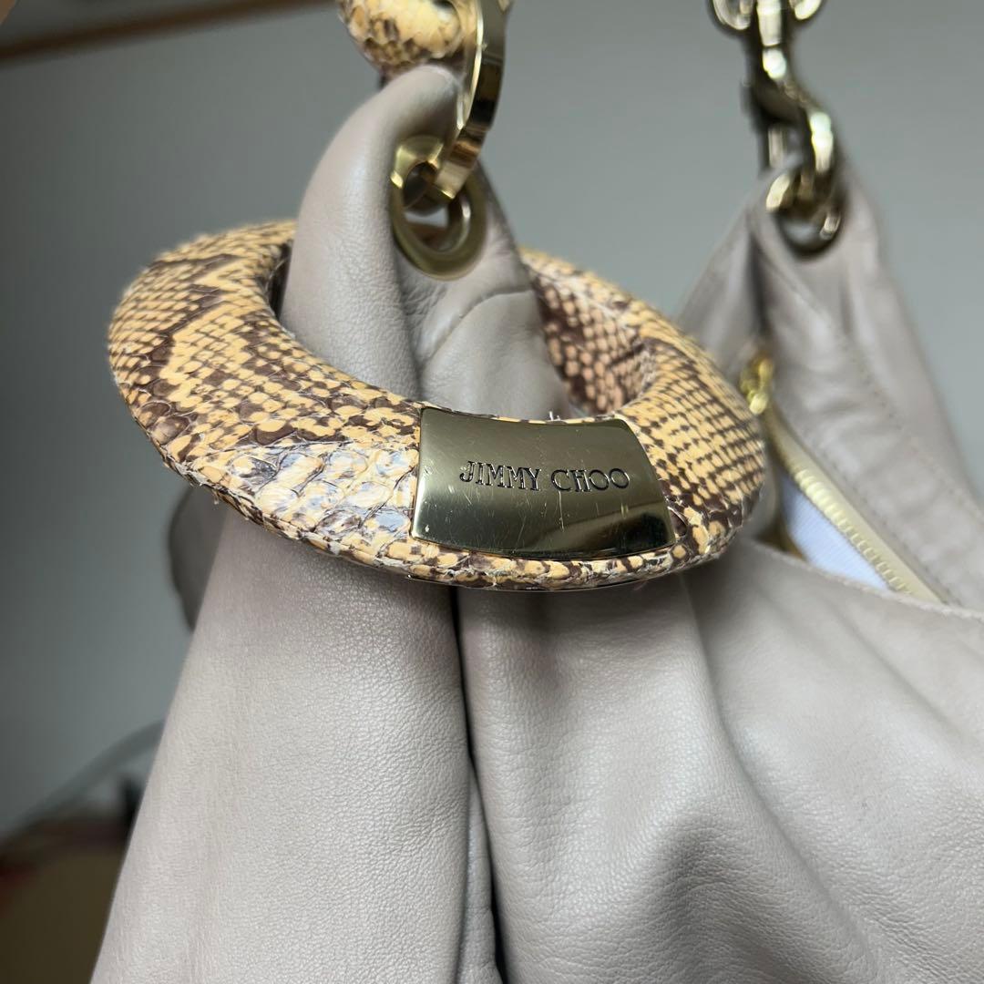 極希少✨　ジミーチュウ　ワンショルダーバッグ　スカイ　レザー　パイソン　ホーボー