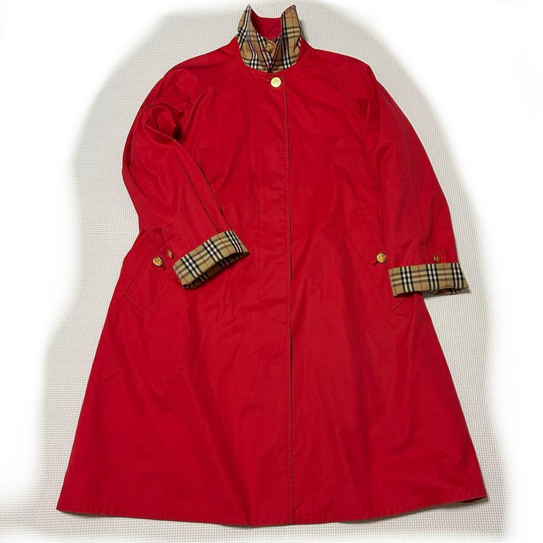 希少⭐ バーバリー 金ボタン アーカイブ刺繍 ステンカラー コート　ノバチェック