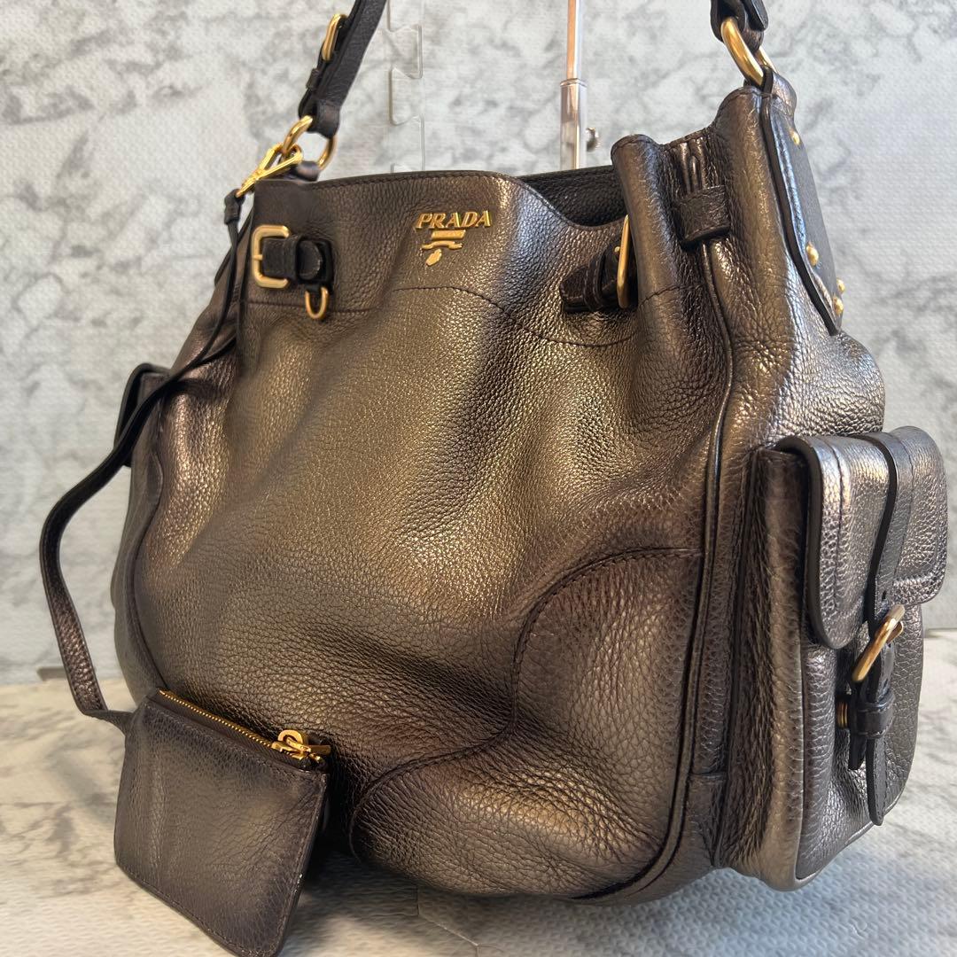 PRADA プラダ ヴィッテロダイノ レザー ワンショルダーバッグ ポーチ付き