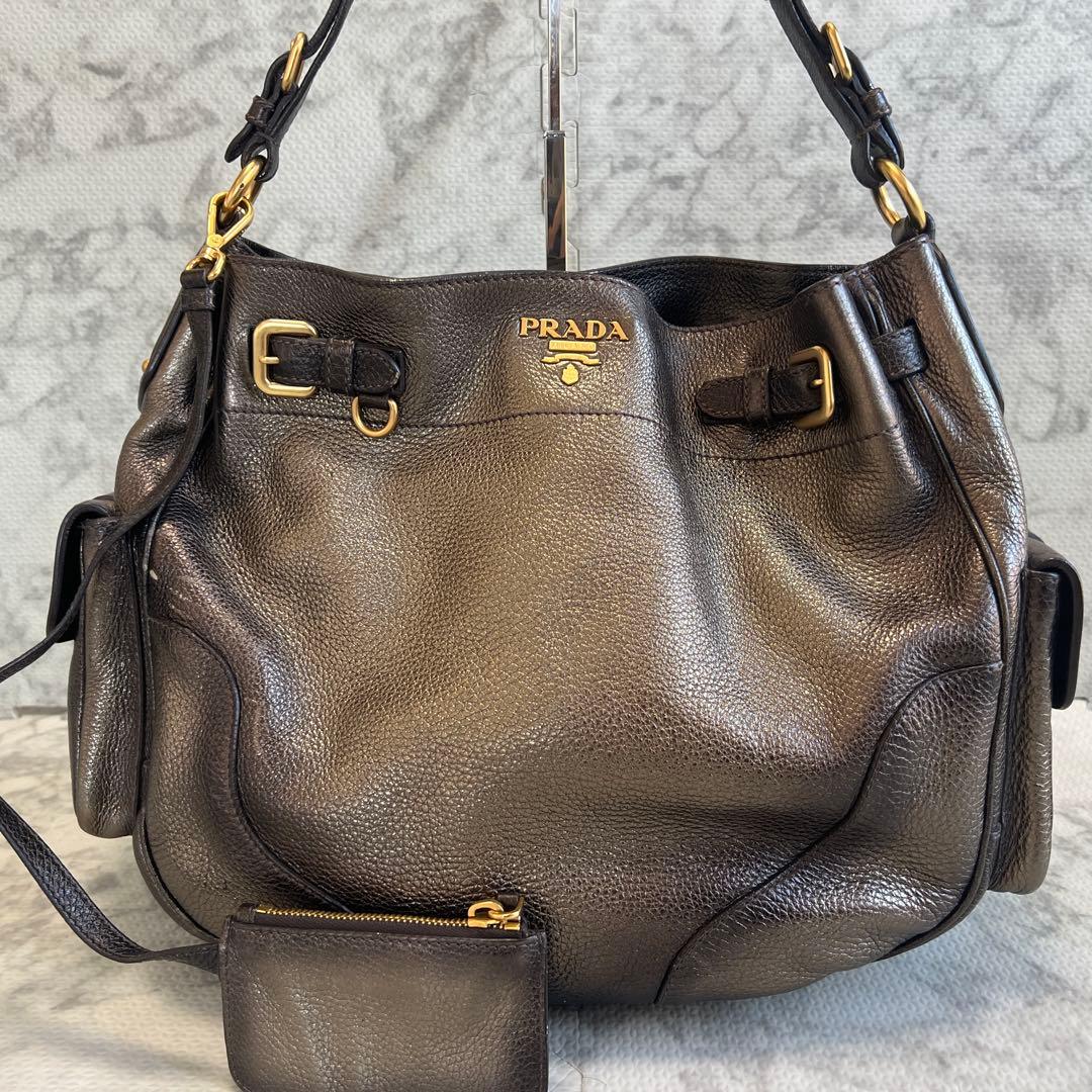 PRADA プラダ ヴィッテロダイノ レザー ワンショルダーバッグ ポーチ付き