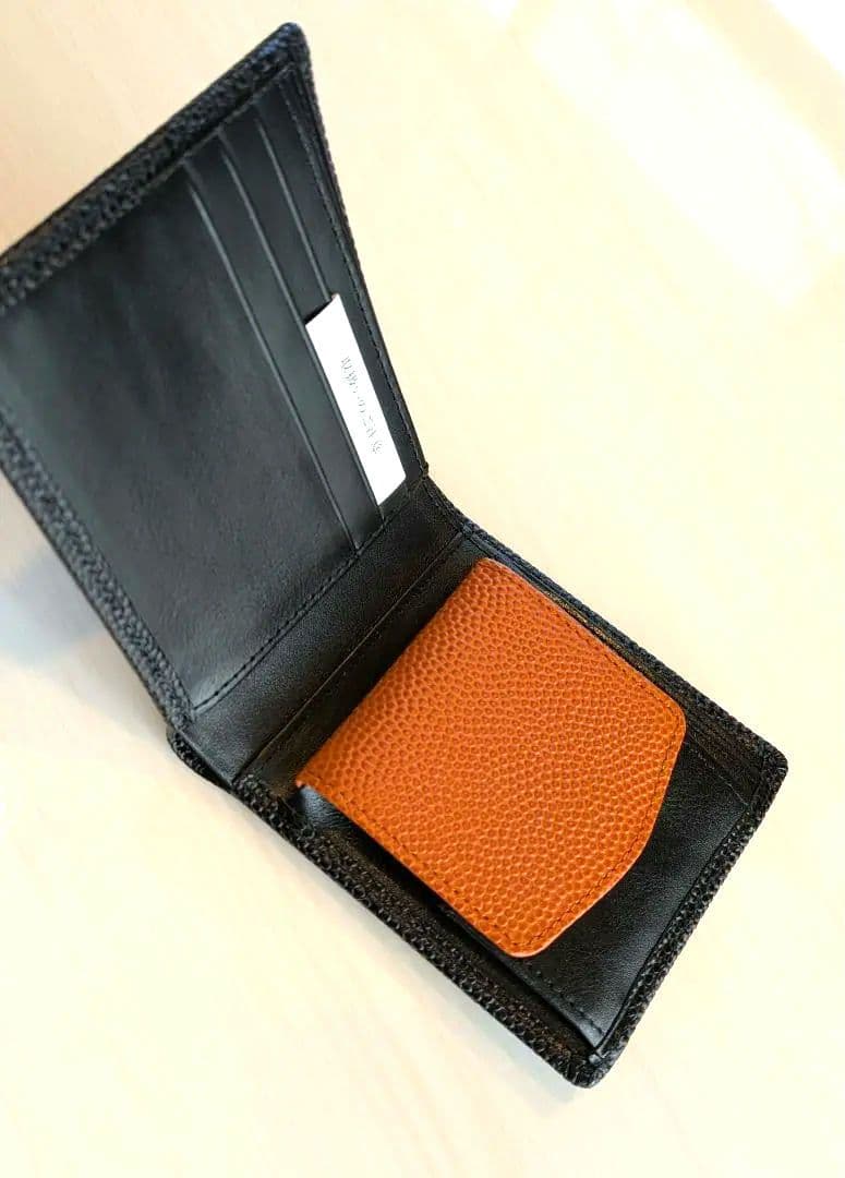 NADAYA　バスケ革の二つ折り財布 メンズ ブラック