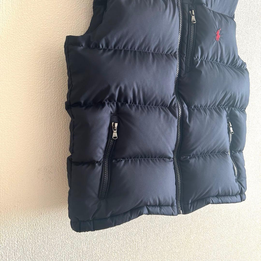 【極美品】ラルフローレン ダウンベスト M ネイビー レッドポニー刺繍ロゴ
