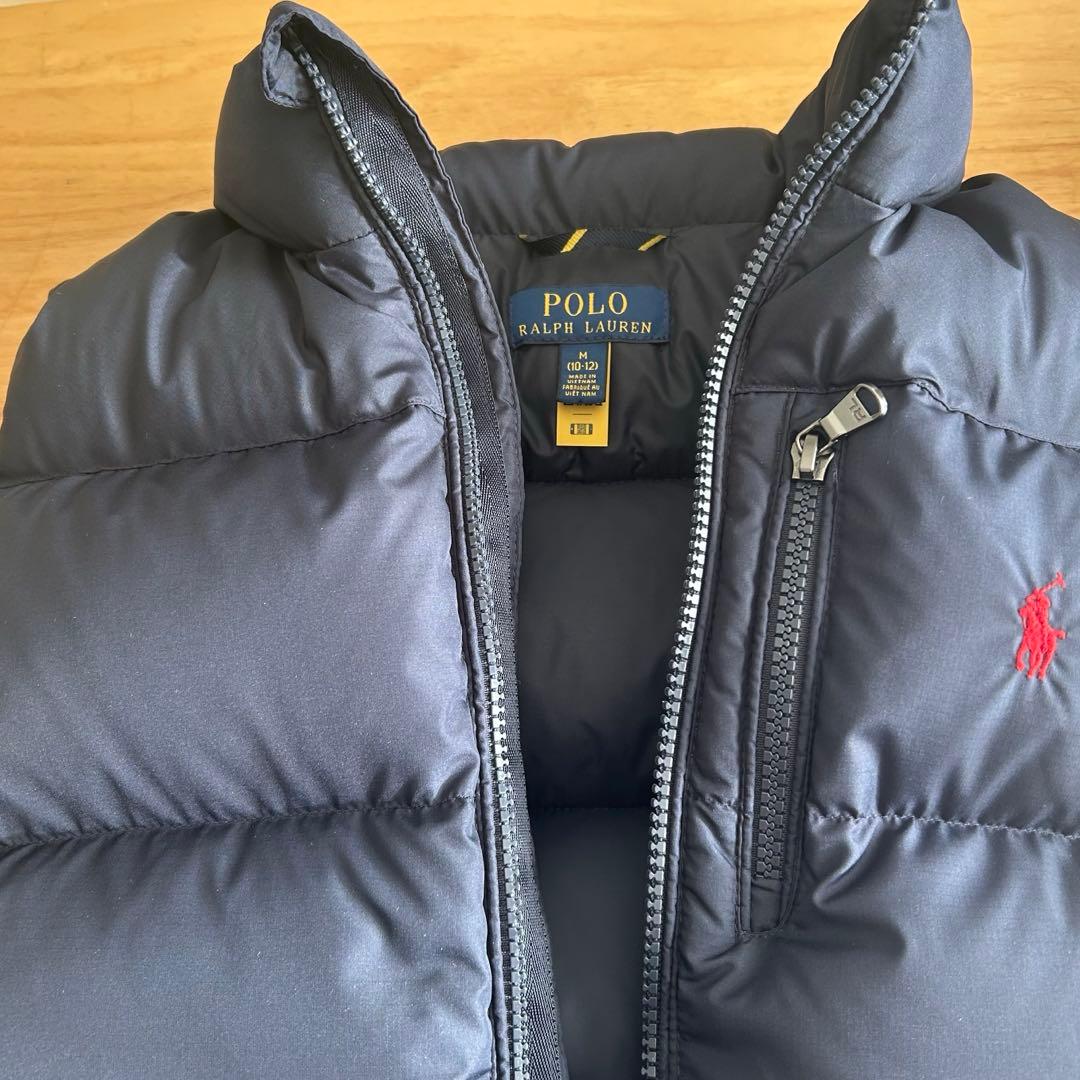 【極美品】ラルフローレン ダウンベスト M ネイビー レッドポニー刺繍ロゴ