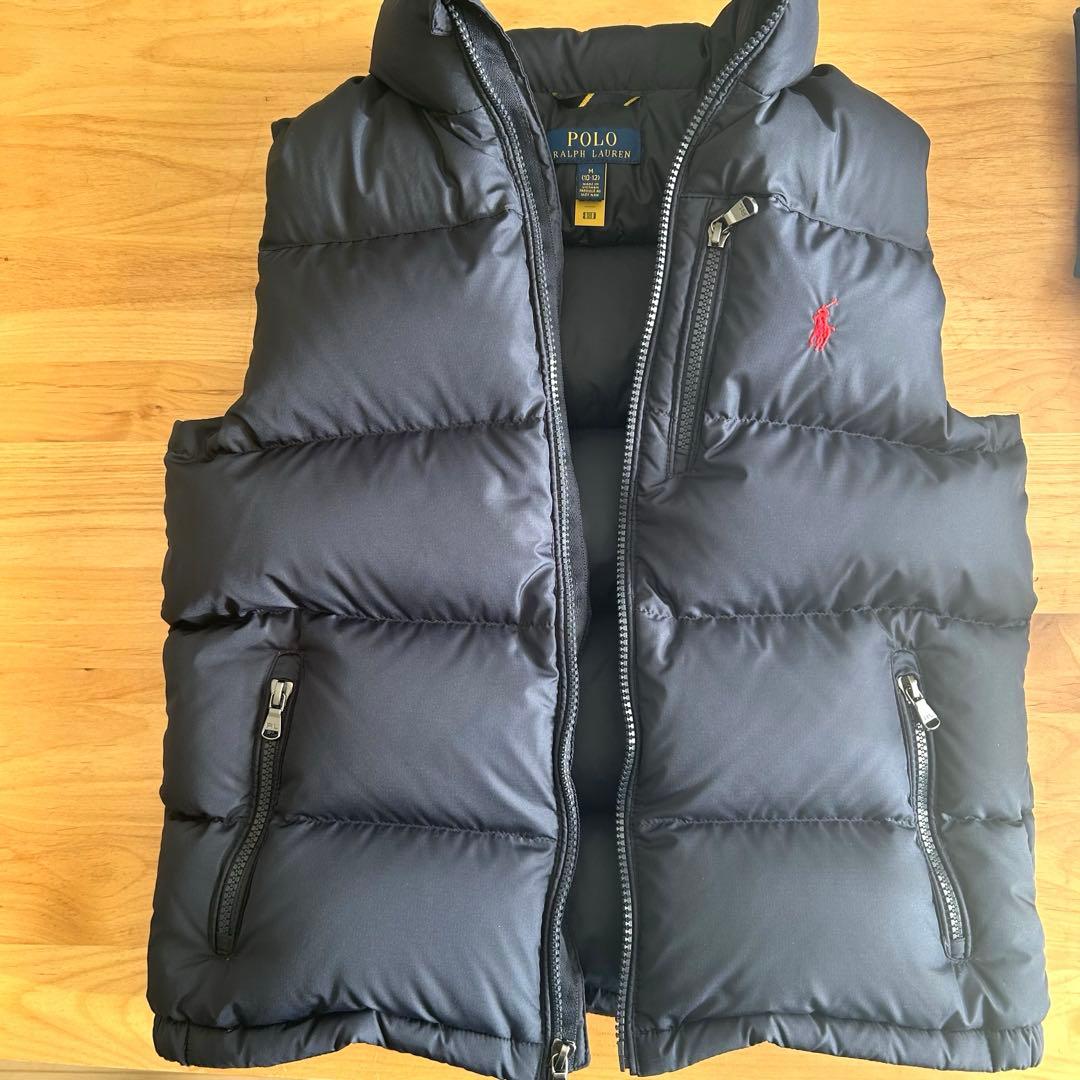 【極美品】ラルフローレン ダウンベスト M ネイビー レッドポニー刺繍ロゴ