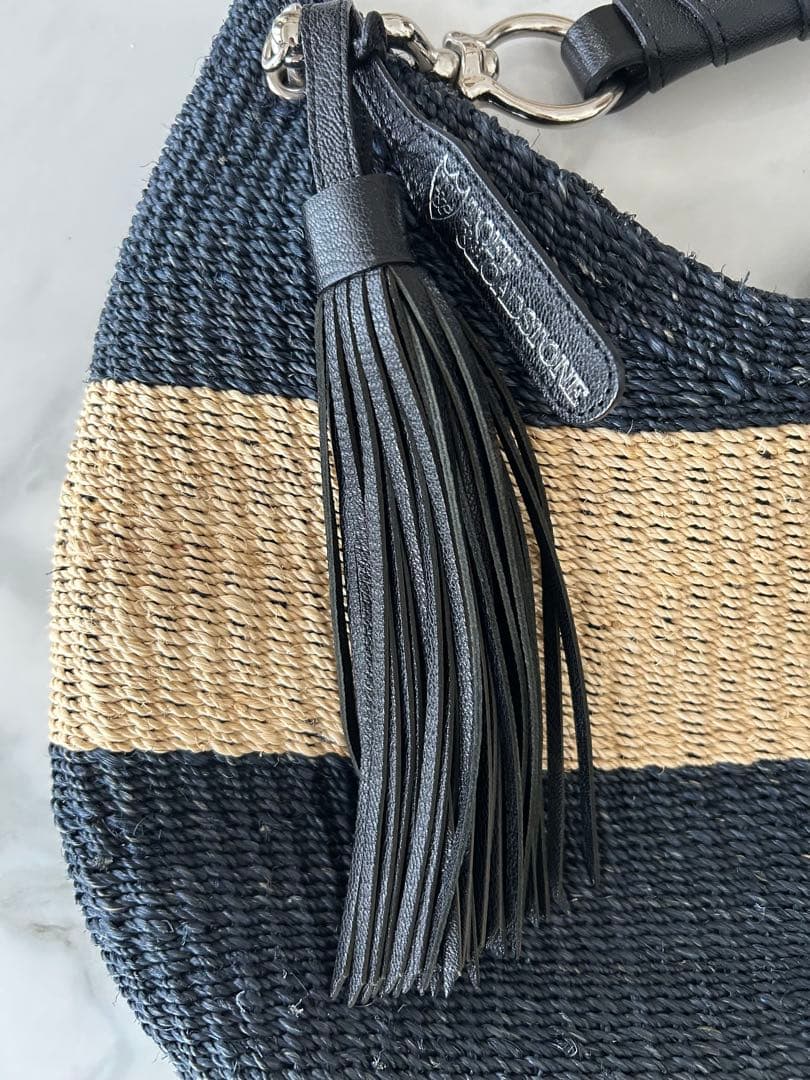 美品 TOFF&LORDSTONE トフ＆ロードストーン ストライプ かごバッグ