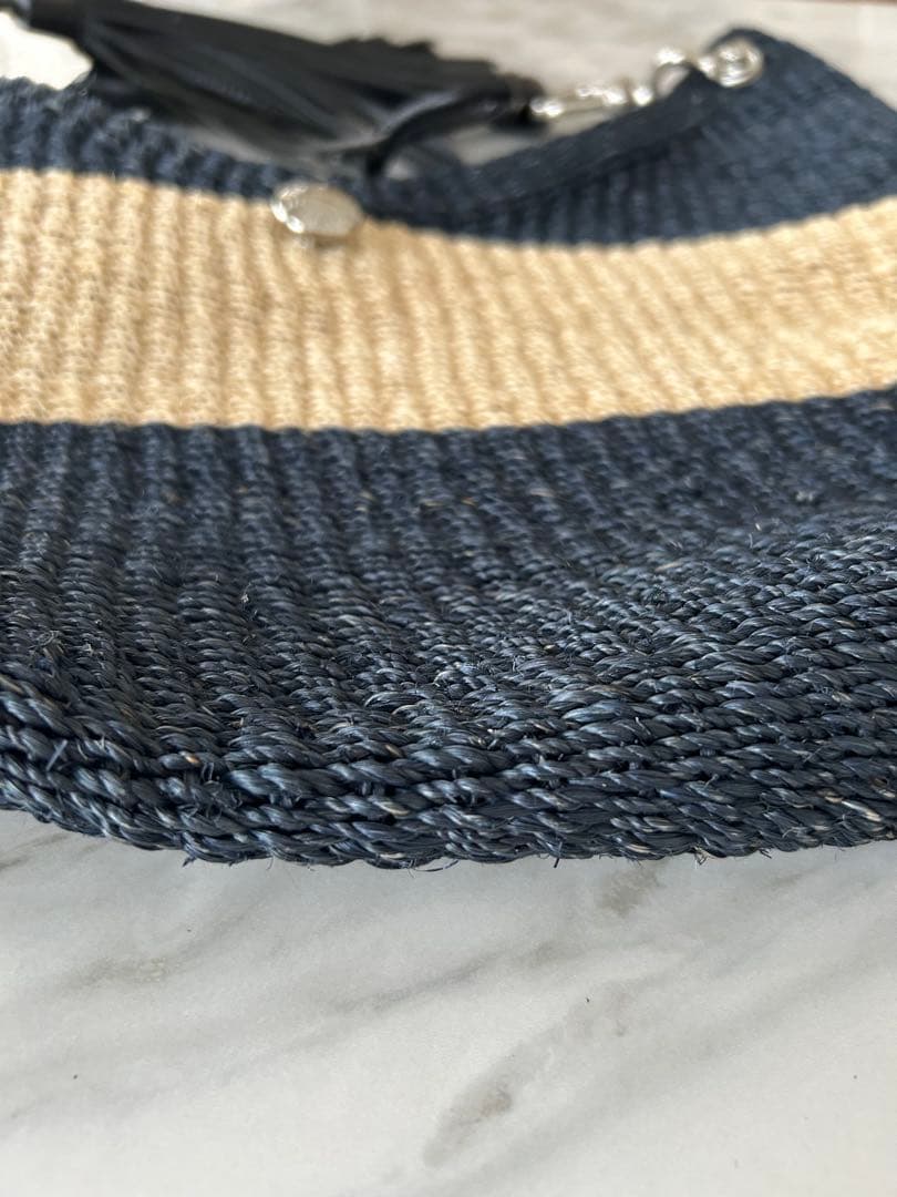 美品 TOFF&LORDSTONE トフ＆ロードストーン ストライプ かごバッグ