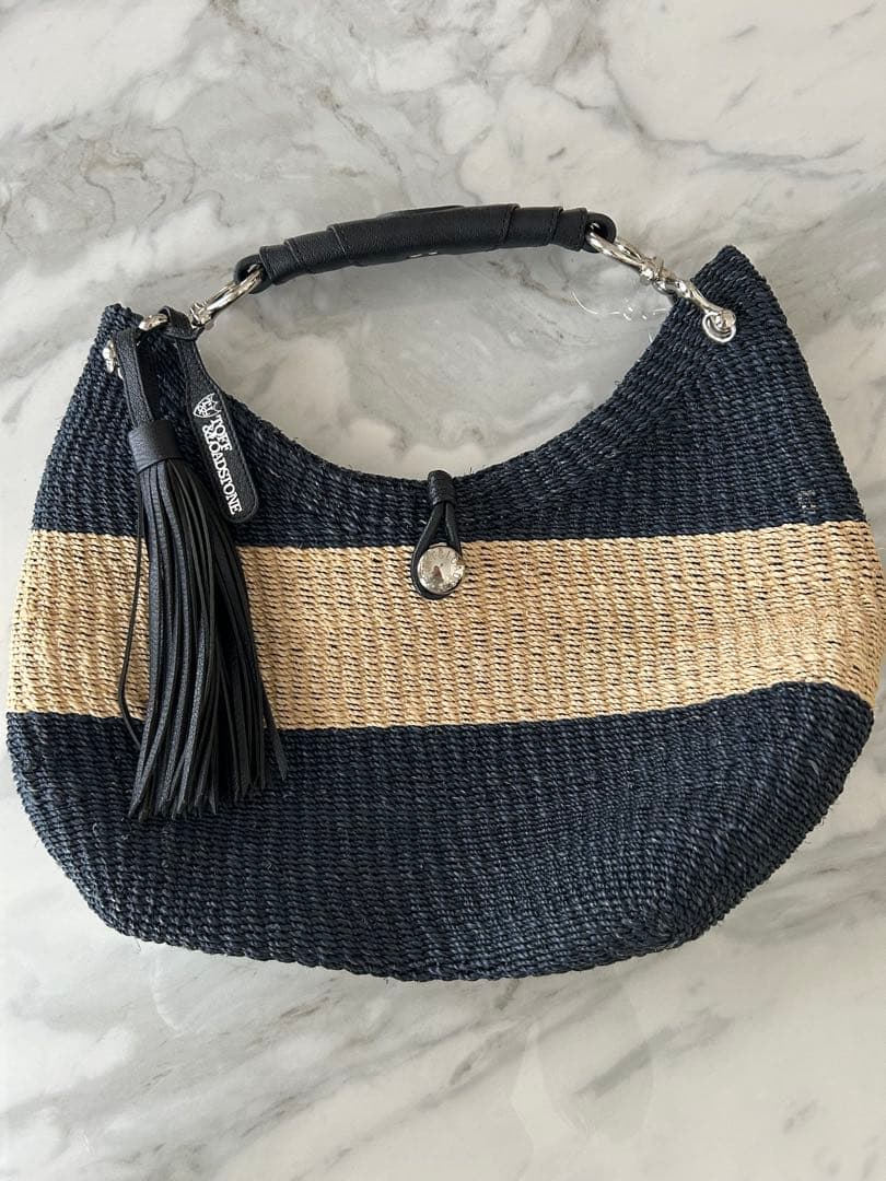 美品 TOFF&LORDSTONE トフ＆ロードストーン ストライプ かごバッグ