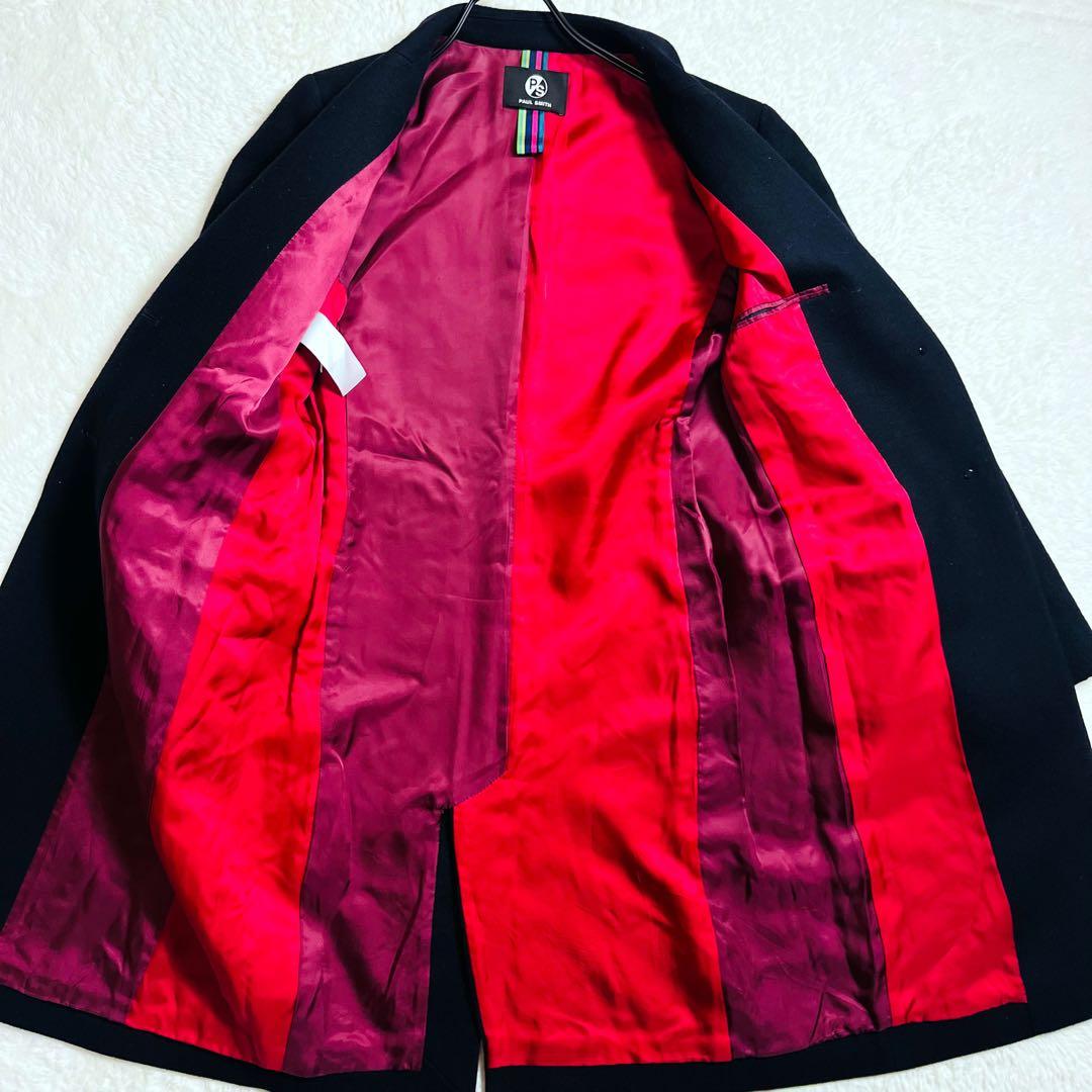 極美品 ポールスミス チェスターコート ブラック ウール 比翼仕立て Lサイズ