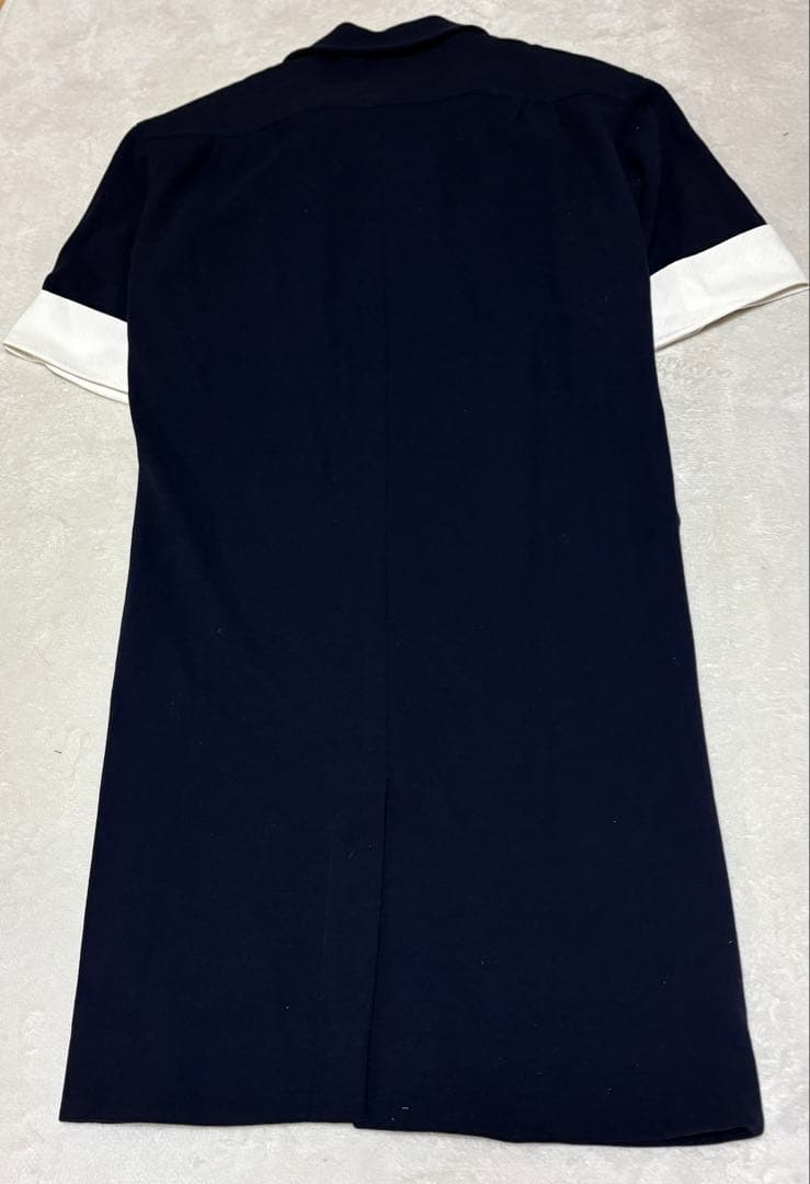 CHANEL ネイビー ホワイト袖 ワンピース ゴールドボタン