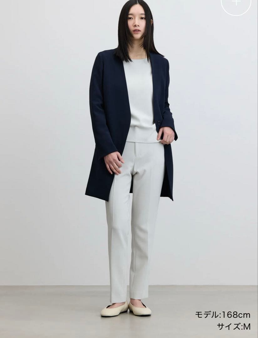 SOEJU ソージュロングノーカラージャケット　ネイビーサイズM