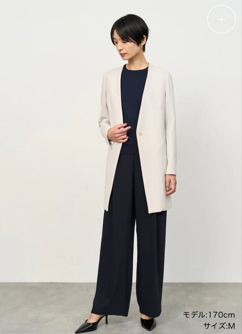 SOEJU ソージュロングノーカラージャケット　ネイビーサイズM