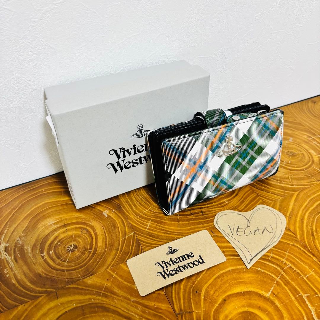 ヴィヴィアンウエストウッド 二つ折り財布 ダービー グリーン マルチカラー　新品