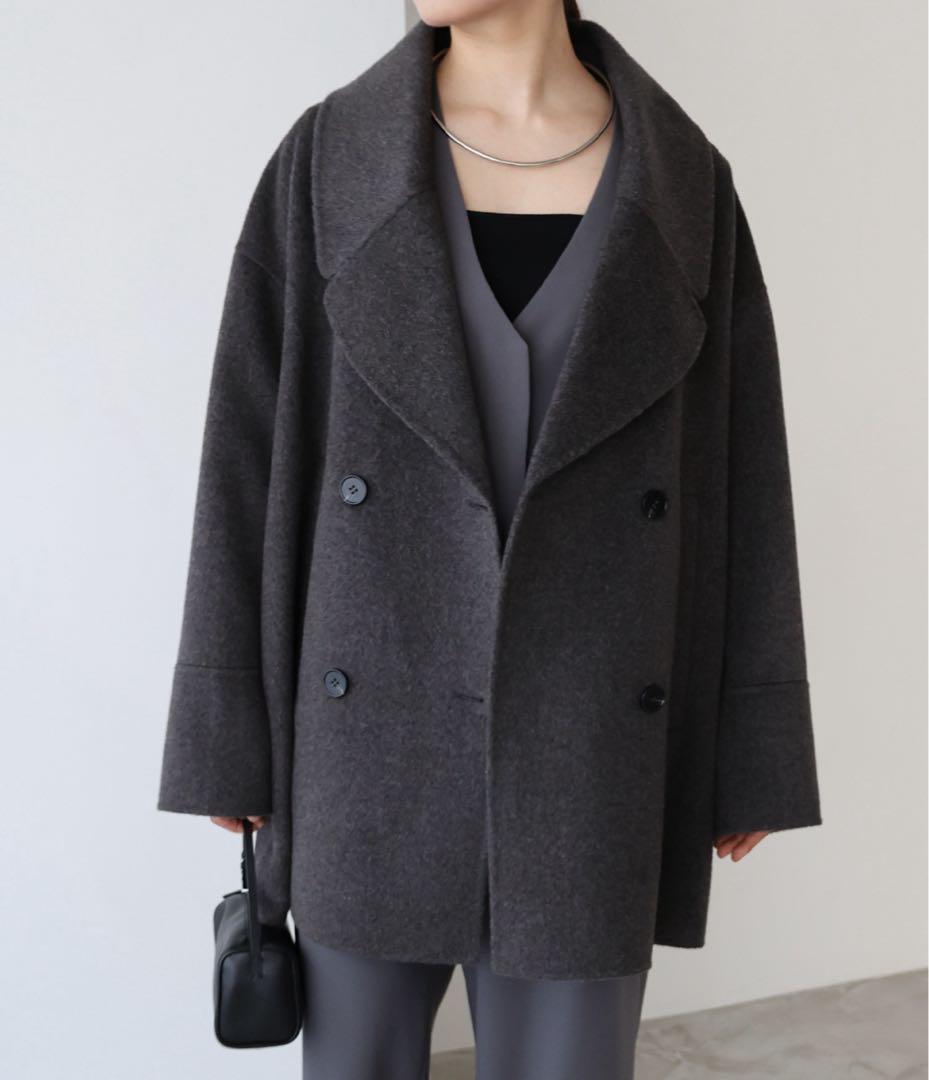 evernavy ウールリバーPコート チャコール S