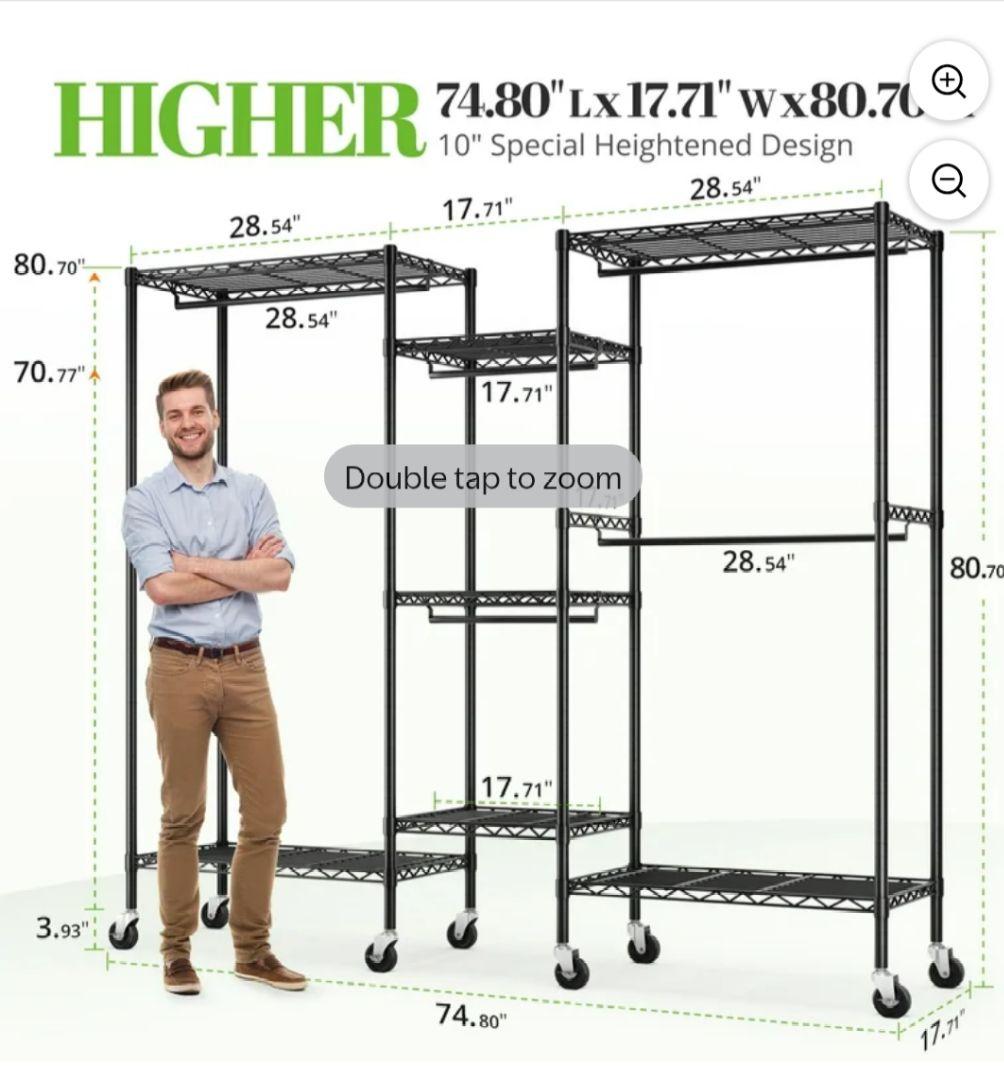 日本未発売 耐荷重519kg 収納力大 ハンガーラック 幅190奥行46高180