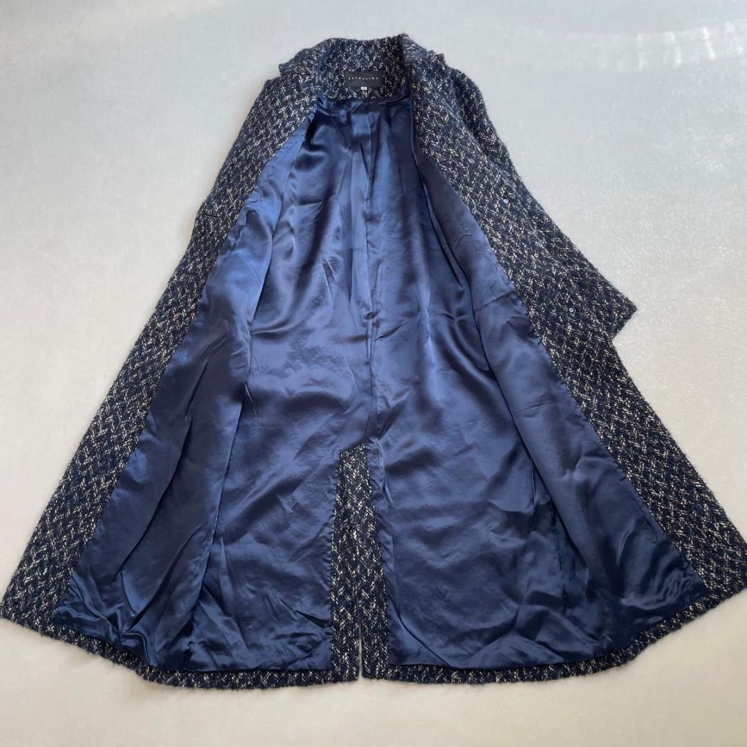 美品 エストネーション モヘヤアルパカ ミックスニットロングチェスターコート