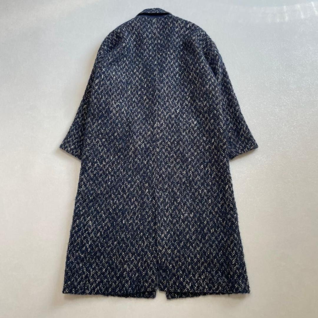 美品 エストネーション モヘヤアルパカ ミックスニットロングチェスターコート