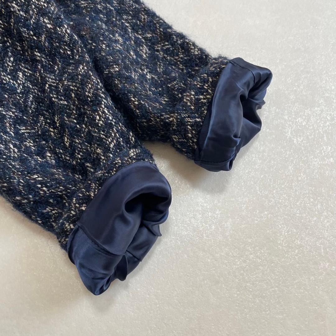 美品 エストネーション モヘヤアルパカ ミックスニットロングチェスターコート