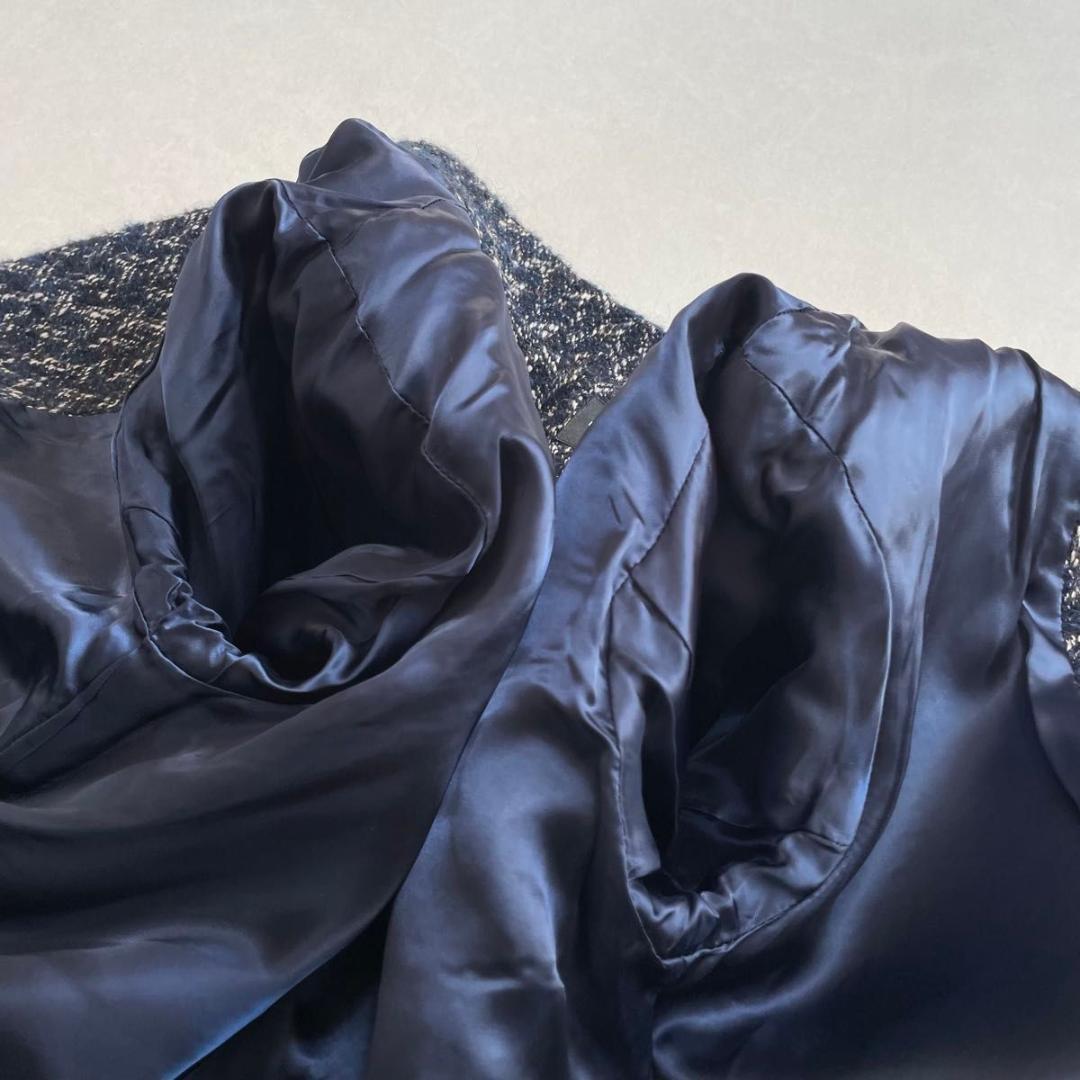 美品 エストネーション モヘヤアルパカ ミックスニットロングチェスターコート