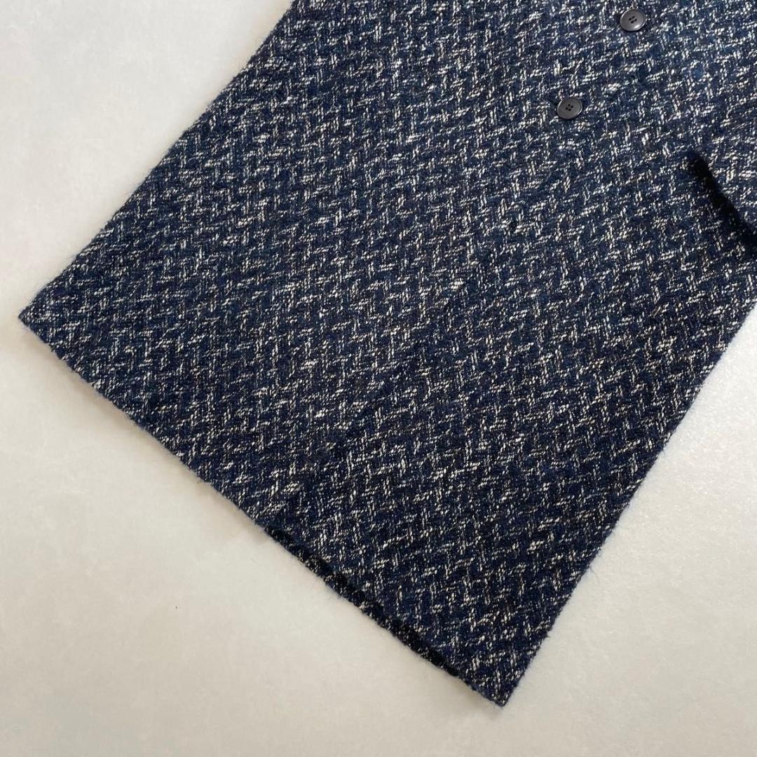 美品 エストネーション モヘヤアルパカ ミックスニットロングチェスターコート