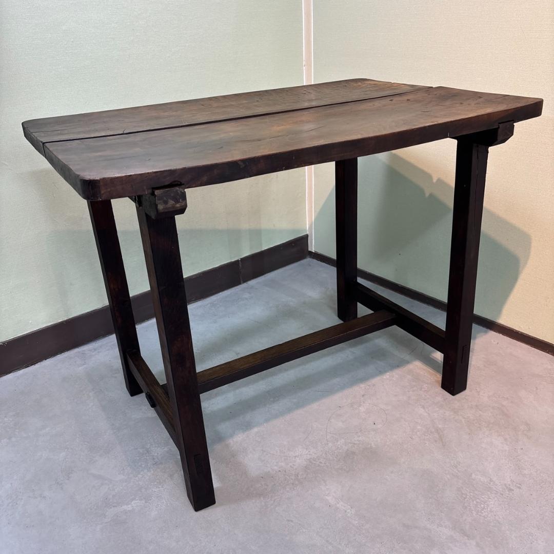 【古家具】無垢材 ヴィンテージテーブル 昭和レトロ アンティーク作業台 カフェ机
