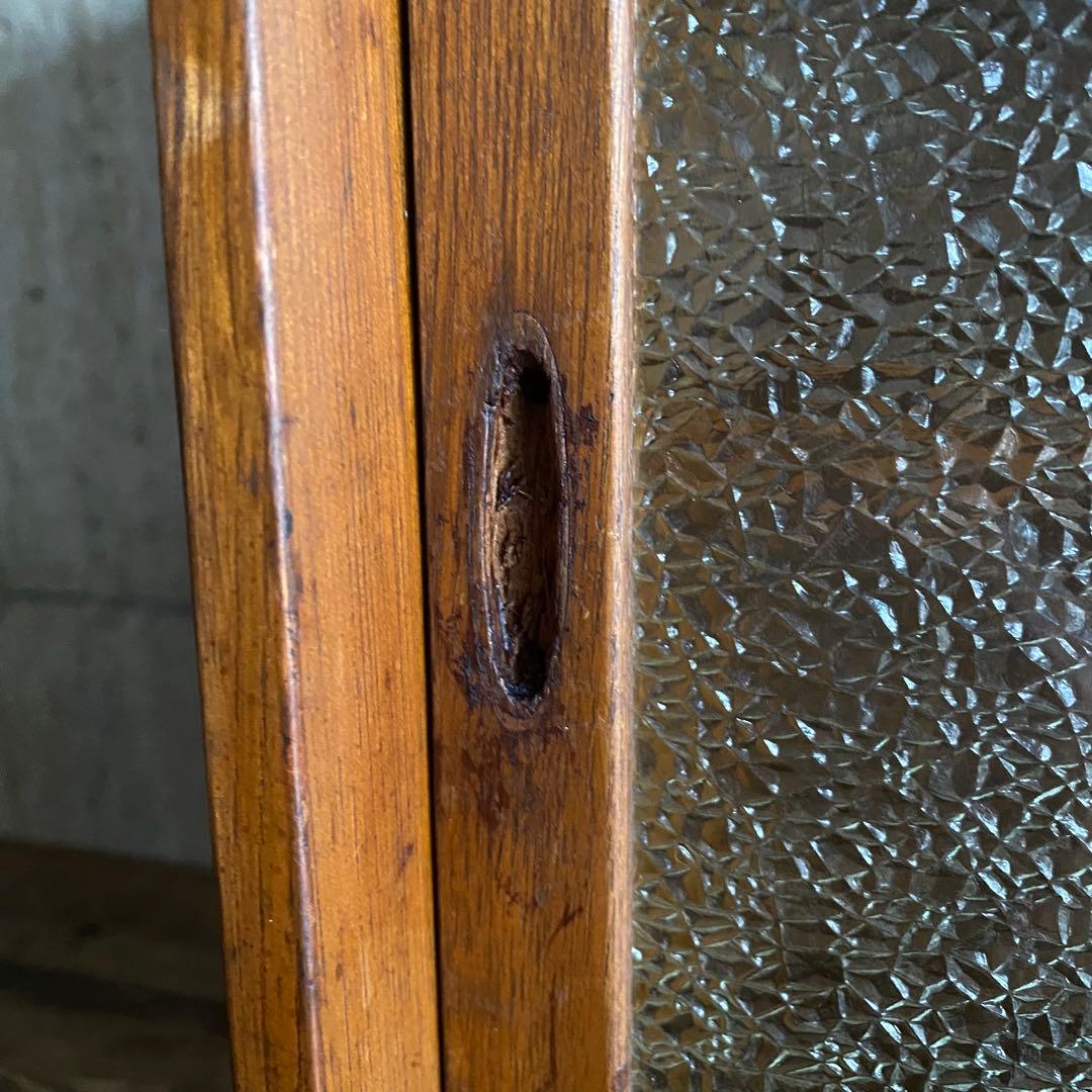 古家具 ヴィンテージ　ダイヤガラス　引戸棚　ミニキャビネット　無垢材　杉無垢