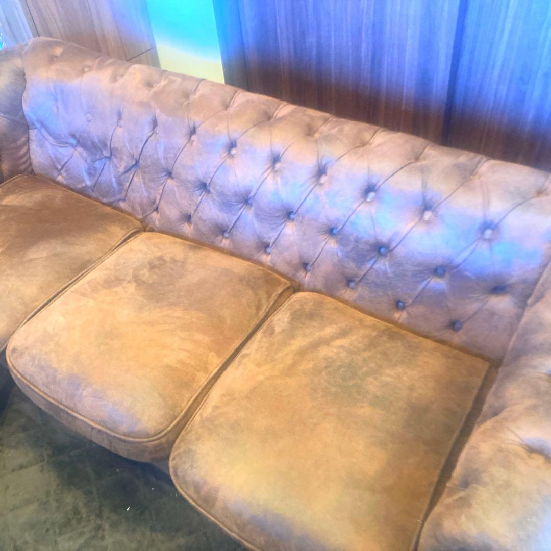 【※20日まで】即決OK！ 3人掛けヴィンテージソファ