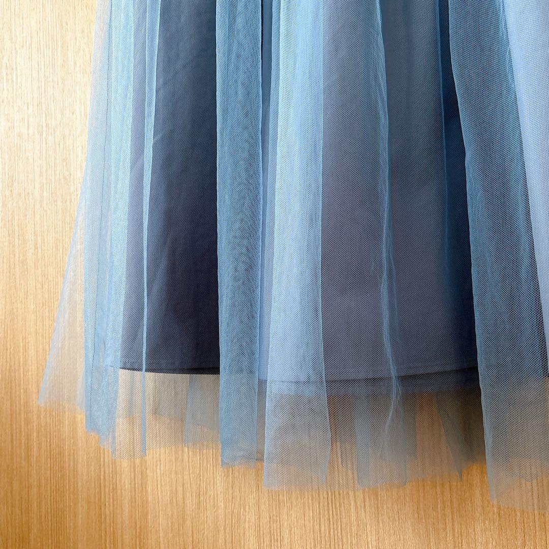 【1205】アナイ　チュールドッキング ワンピース　水色　36