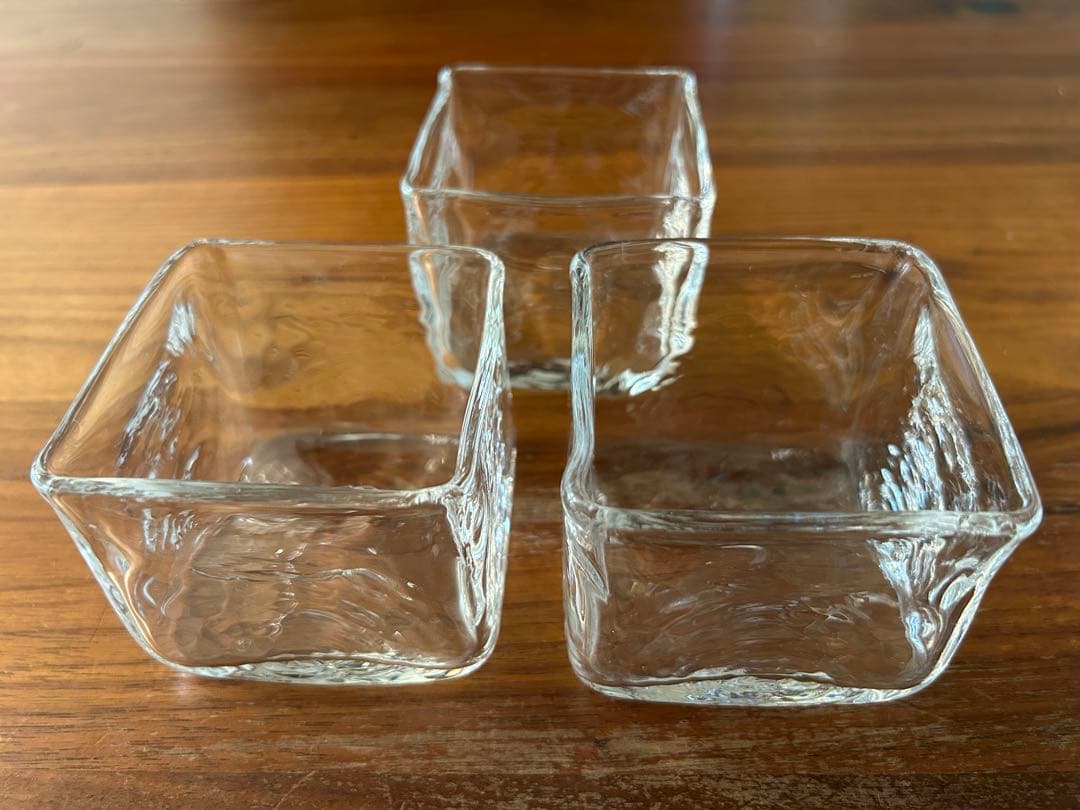 李慶子　ガラス角鉢 3個セット