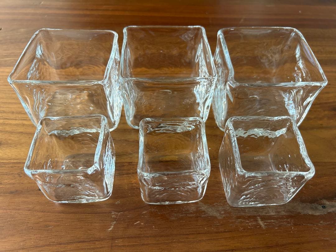 李慶子　ガラス角鉢 3個セット