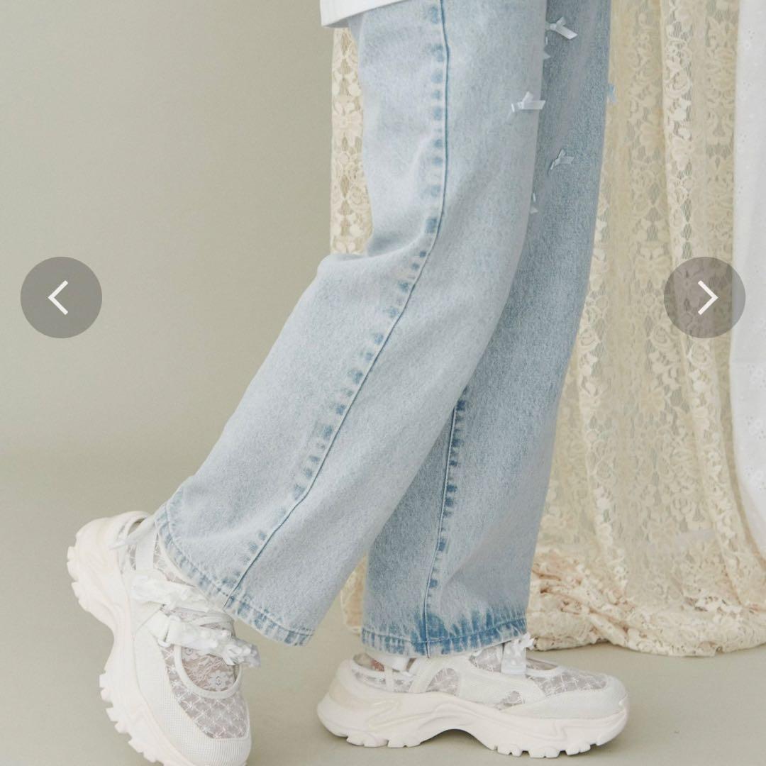 merry jenny ribbonシアーベルクロスニーカー ホワイト L 箱有