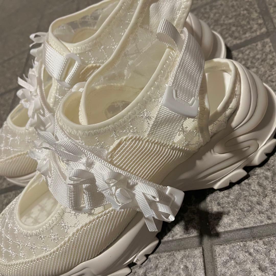 merry jenny ribbonシアーベルクロスニーカー ホワイト L 箱有