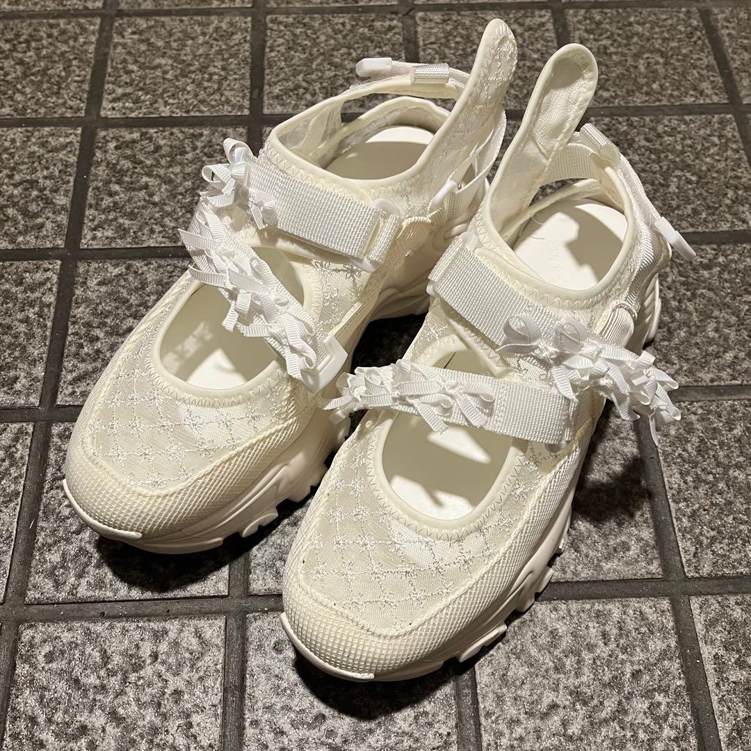 merry jenny ribbonシアーベルクロスニーカー ホワイト L 箱有