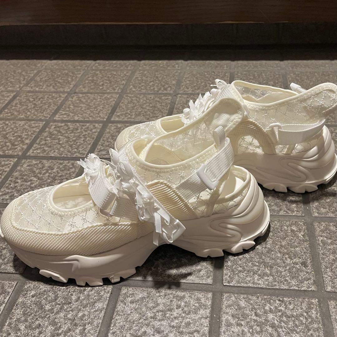 merry jenny ribbonシアーベルクロスニーカー ホワイト L 箱有