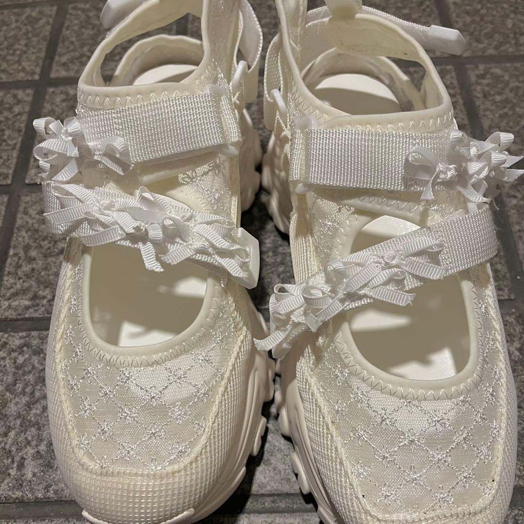 merry jenny ribbonシアーベルクロスニーカー ホワイト L 箱有