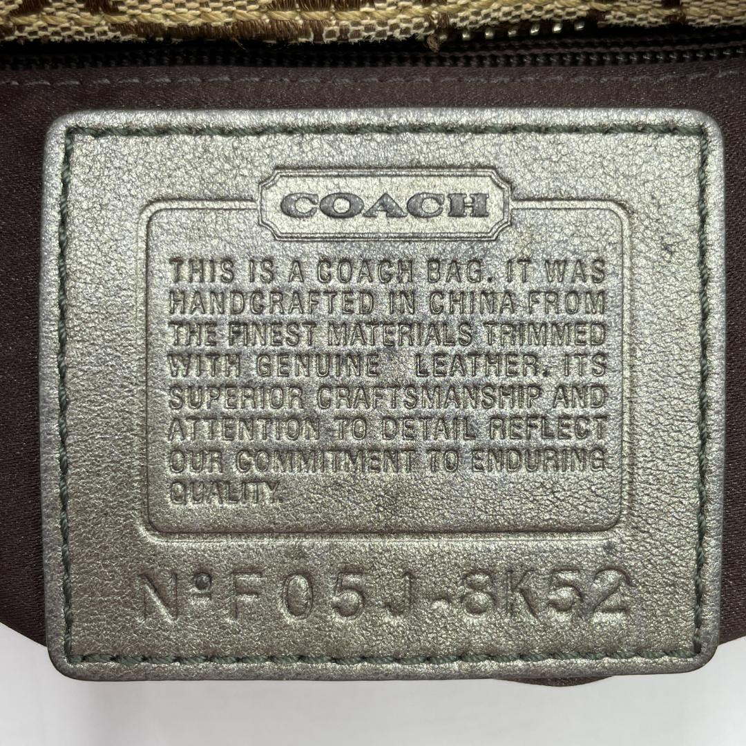 良品 COACH トートバッグ キャンバス スエード ブラウン シグネチャー