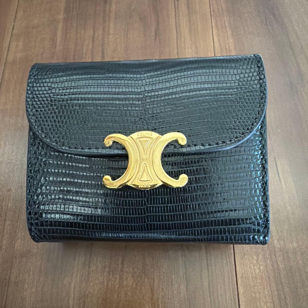 CELINE ウォレットトリオンフリザードブラックYOU！！