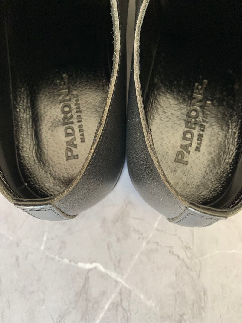 PADRONE ブラックレザードレスシューズ