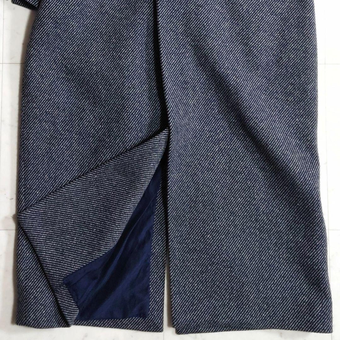 美品♪定価5.9万ノーコントロールエアー ラムウール100 杢ツイルロングコート